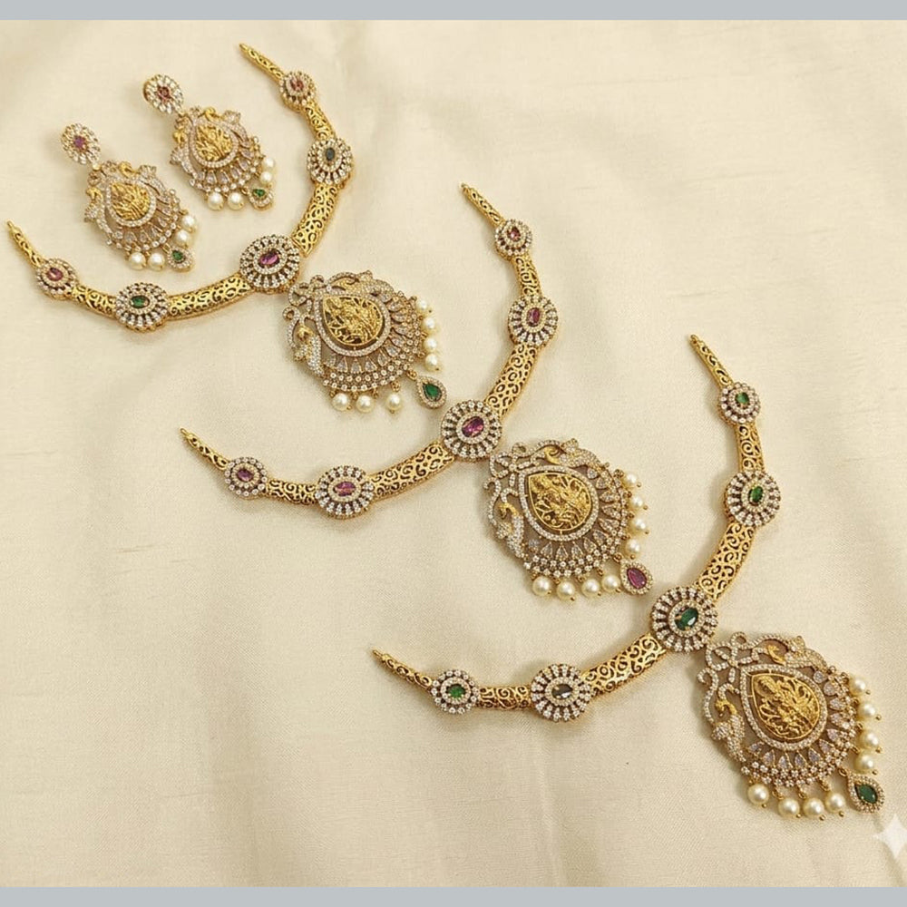 Lucentarts Jewellery Gorgeous Crystal Stone And Austrian Stone Temple Necklace Set