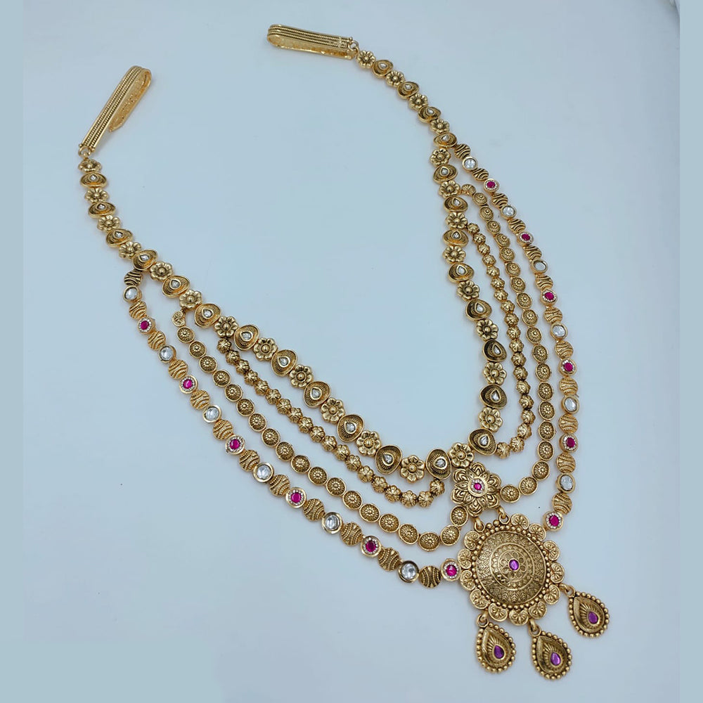 Lucentarts Jewellery Traditional Pota Stone And Pearl Kamarband for Bridal & Festive Wear