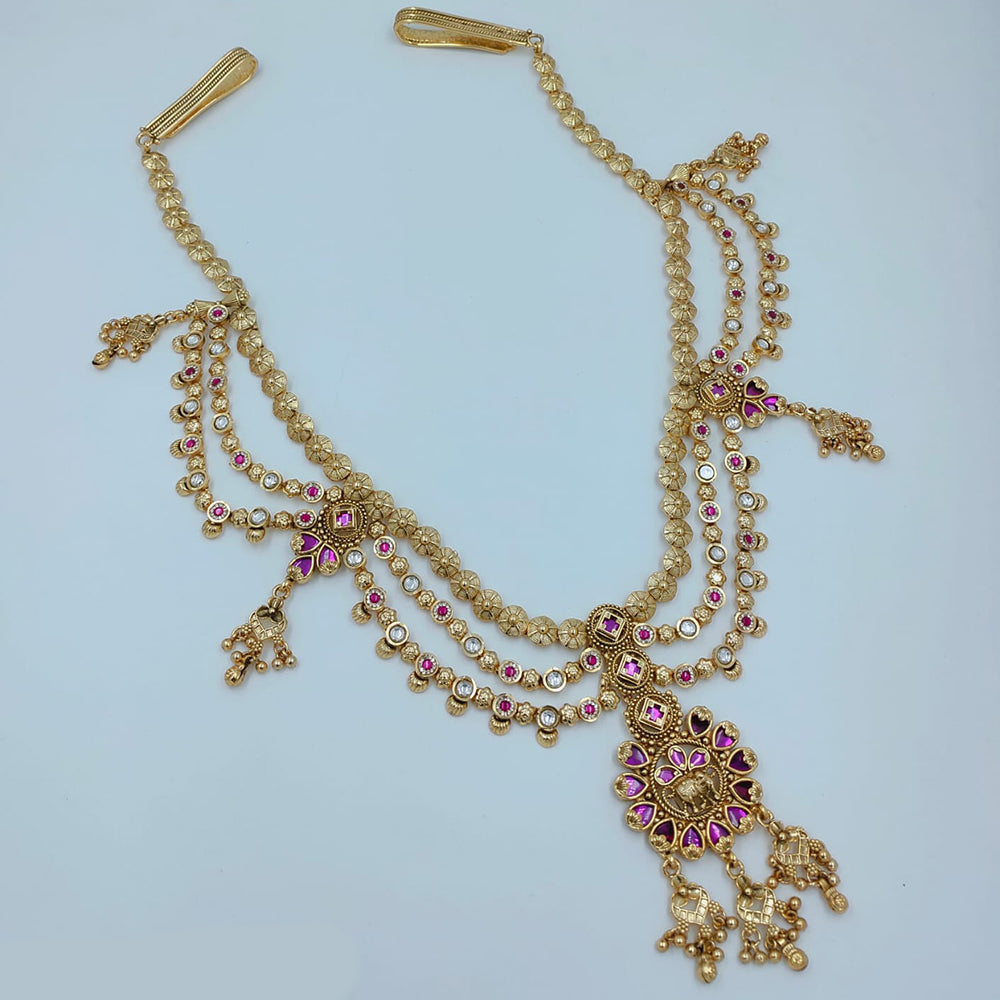 Lucentarts Jewellery Traditional Pota Stone And Pearl Kamarband for Bridal & Festive Wear