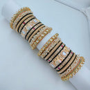 Lucentarts Jewellery Sparkling Kundan Stone And Meenakari Velvet Chuda Bangles Set