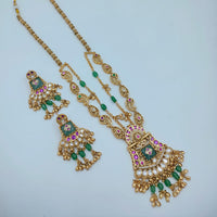 Lucentarts Jewellery Elegant Pota Stone And Pearl Long Necklace Set