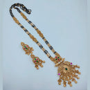 Lucentarts Jewellery Traditional Pota Stone And Black Beads Mangalsutra