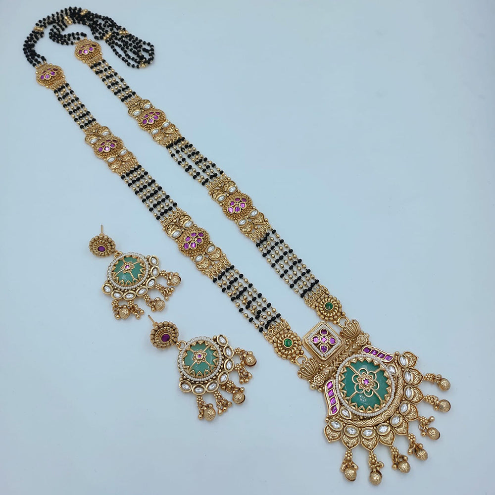Lucentarts Jewellery Traditional Pota Stone And Black Beads Mangalsutra