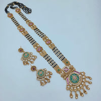 Lucentarts Jewellery Traditional Pota Stone And Black Beads Mangalsutra