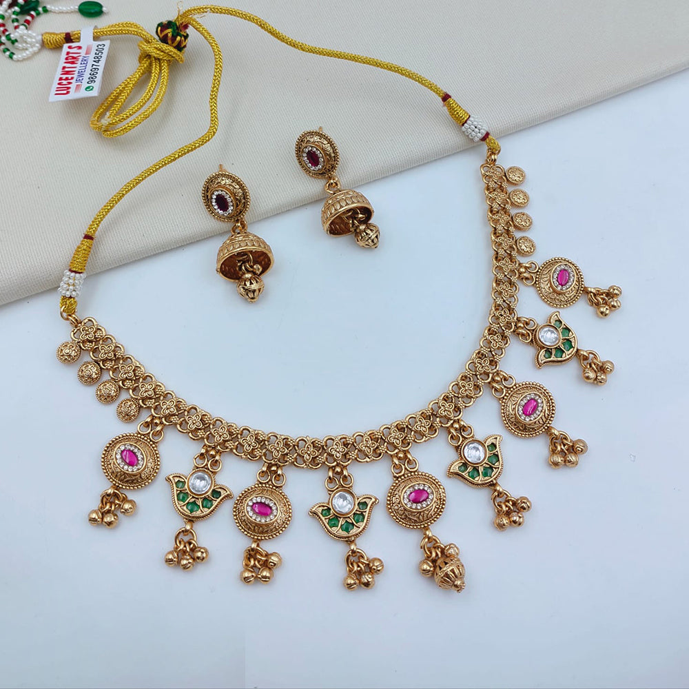 Lucentarts Jewellery Designer Pota Stone And Austrian Stone Pearl Necklace Set