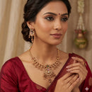 Lucentarts Jewellery Designer Pota Stone And Austrian Stone Pearl Necklace Set
