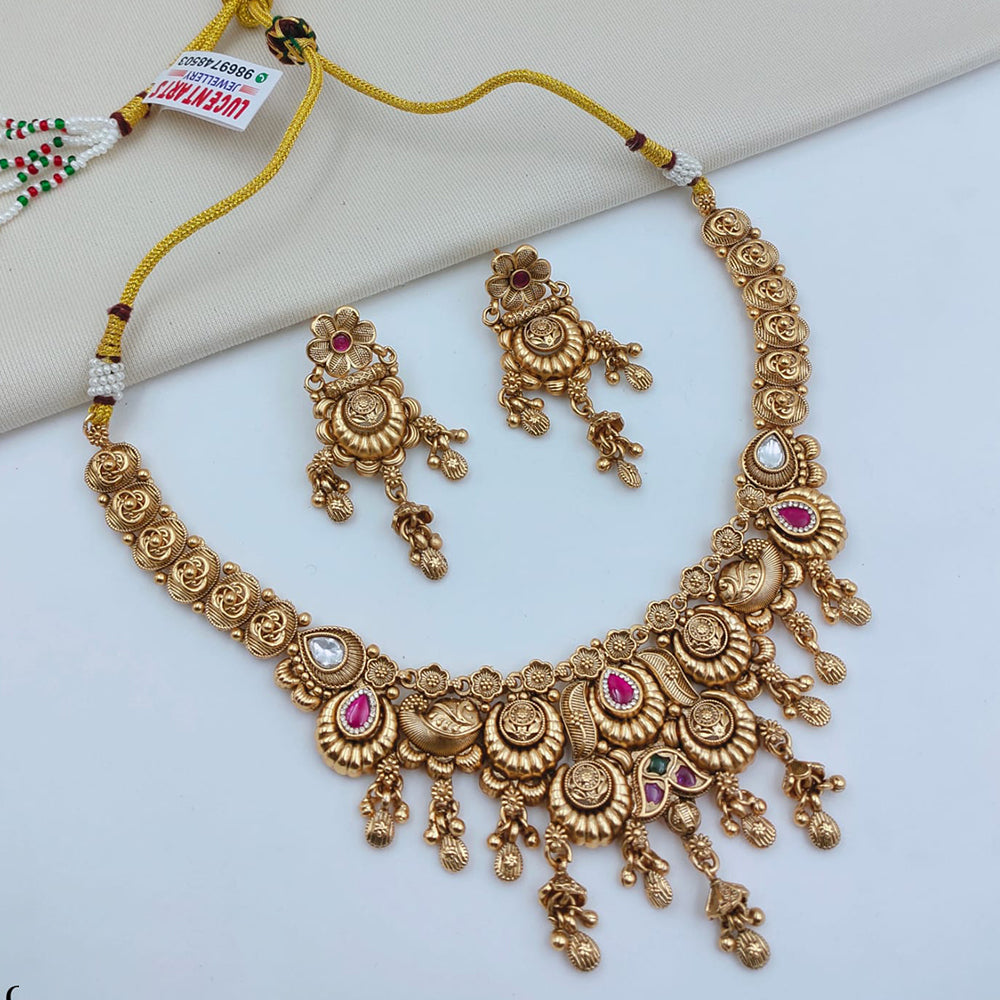 Lucentarts Jewellery Designer Pota Stone And Austrian Stone Pearl Necklace Set