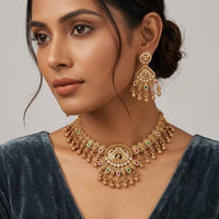 Lucentarts Jewellery Designer Pota Stone And Austrian Stone Pearl Necklace Set