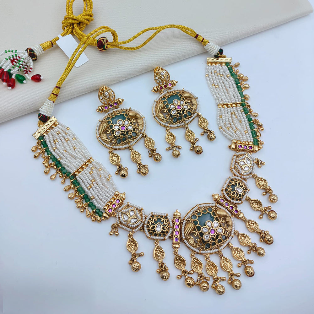 Lucentarts Jewellery Designer Pota Stone And Pearl Necklace Set