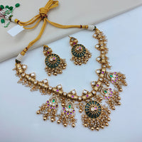 Lucentarts Jewellery Designer Pota Stone And Pearl Necklace Set