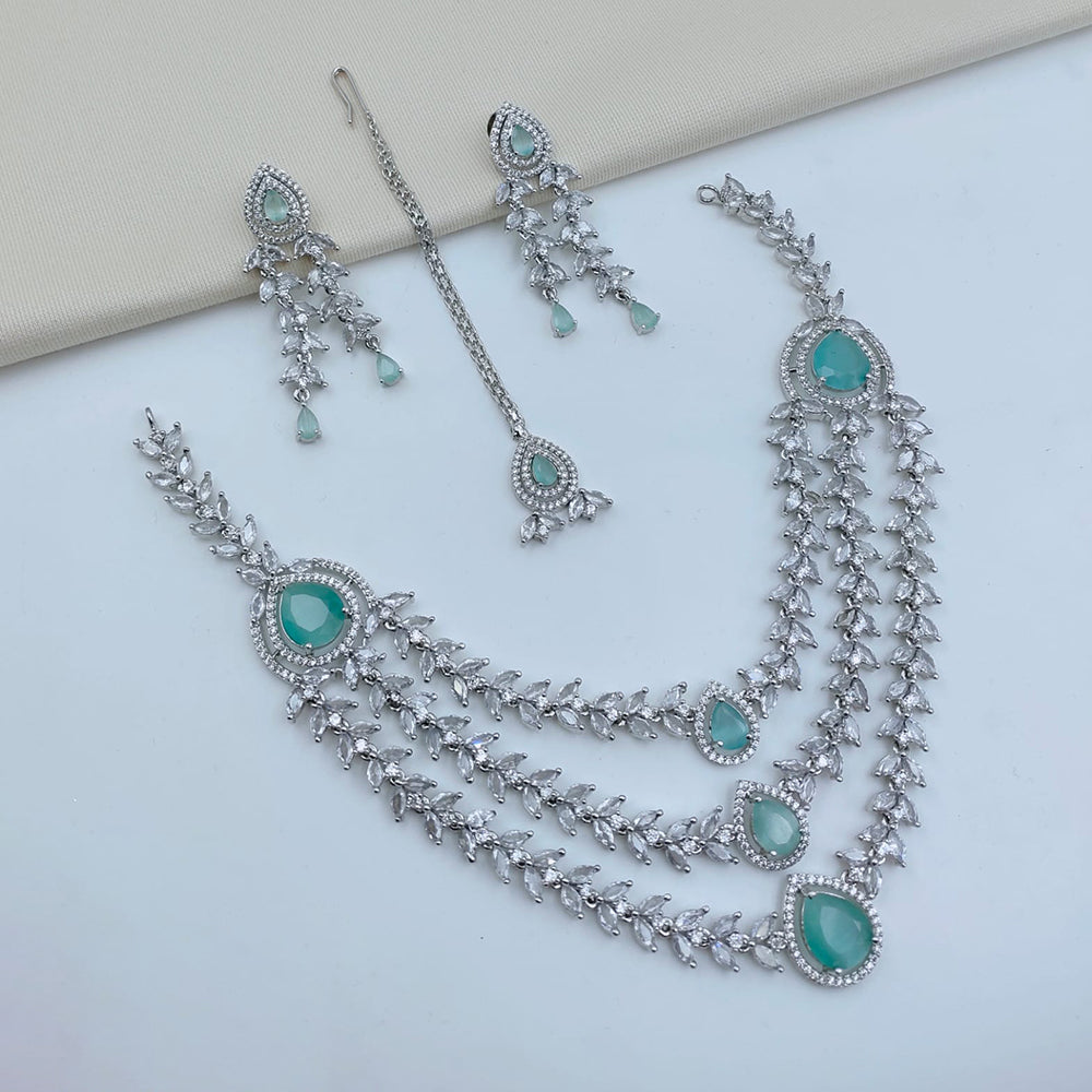 Lucentarts Jewellery Sparkling American Diamond Necklace Set for Women