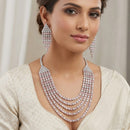 Lucentarts Jewellery Sparkling American Diamond Necklace Set for Women