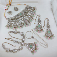 Lucentarts Jewellery Premium Kundan And Beads Semi Bridal Necklace Set for Women