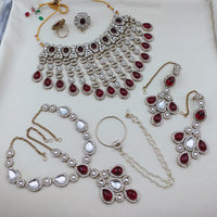 Lucentarts Jewellery Premium Kundan And Beads Semi Bridal Necklace Set for Women