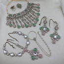 Lucentarts Jewellery Premium Kundan And Beads Semi Bridal Necklace Set for Women