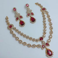 Lucentarts Jewellery Sparkling American Diamond Necklace Set for Women