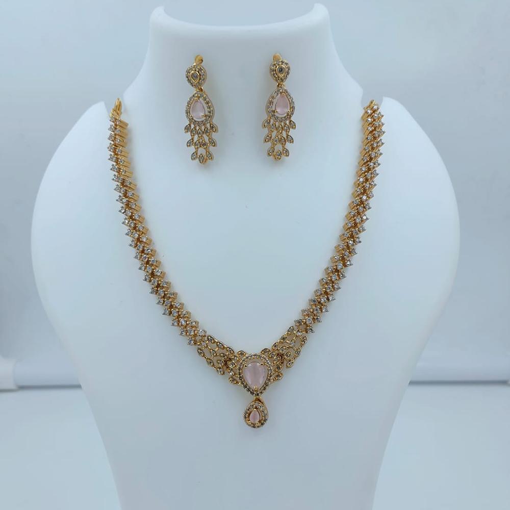 Lucentarts Jewellery Sparkling American Diamond Necklace Set for Women
