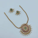Lucentarts Jewellery Premium Ethnic Pota Stone Pearl Necklace Set