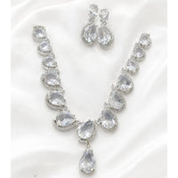 Lucentarts Jewellery Sparkling American Diamond Necklace Set for Women
