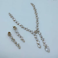 Lucentarts Jewellery Sparkling American Diamond Necklace Set for Women