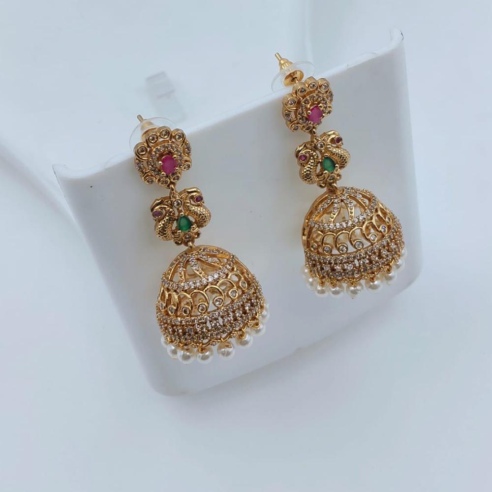 Lucentarts Jewellery Designer Pota Stone And Pearl Jhumki Earrings