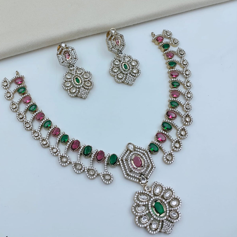 Lucentarts Jewellery Sparkling American Diamond Necklace Set for Women