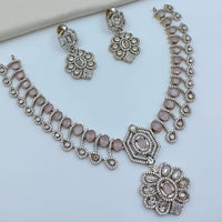 Lucentarts Jewellery Sparkling American Diamond Necklace Set for Women