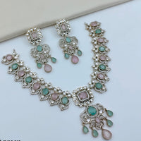 Lucentarts Jewellery Sparkling American Diamond Necklace Set for Women