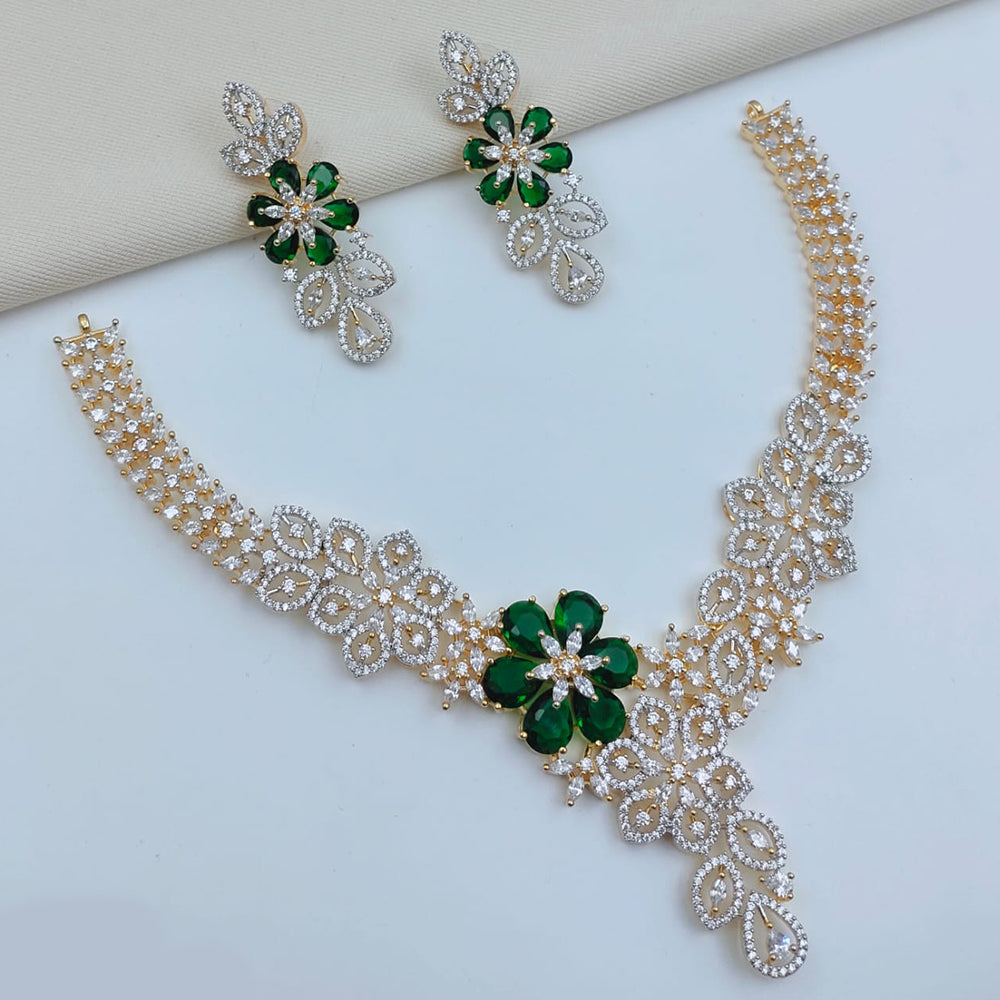 Lucentarts Jewellery Sparkling American Diamond Necklace Set for Women