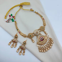 Lucentarts Jewellery Premium Pota Stone And Pearl Necklace Set