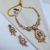 Lucentarts Jewellery Premium Pota Stone And Pearl Necklace Set