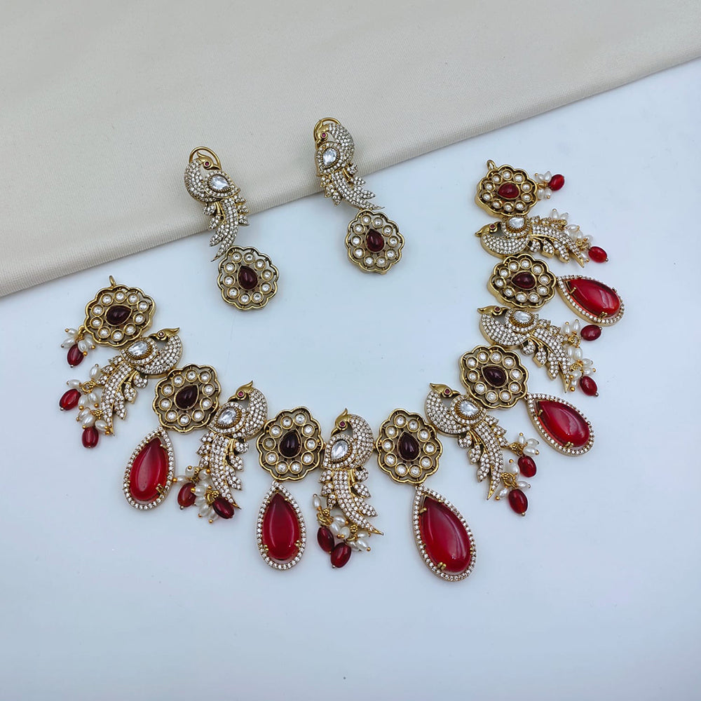 Lucentarts Jewellery Premium Pota Stone And Pearl Necklace Set