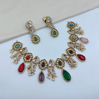 Lucentarts Jewellery Premium Pota Stone And Pearl Necklace Set