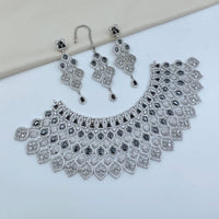 Lucentarts Jewellery Sparkling American Diamond Choker Necklace Set for Women
