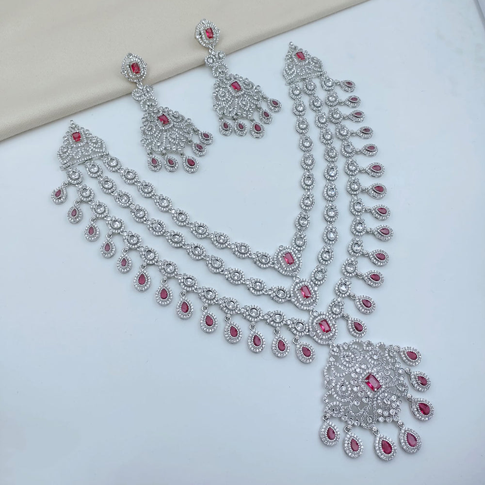 Lucentarts Jewellery Sparkling American Diamond Necklace Set for Women