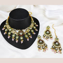 Lucentarts Jewellery Premium Crystal Stone And Beads Necklace Set  With Maang Tikka