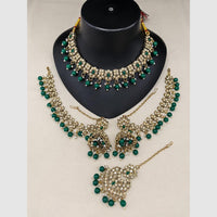 Lucentarts Jewellery Premium Crystal Stone And Beads Necklace Set  With Maang Tikka