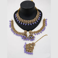 Lucentarts Jewellery Premium Crystal Stone And Beads Necklace Set  With Maang Tikka