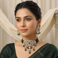 Lucentarts Jewellery Designer Polki Kundan Stone And Beads Choker Necklace Set