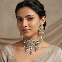 Lucentarts Jewellery Designer Polki Kundan Stone And Beads Choker Necklace Set