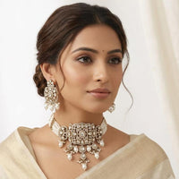 Lucentarts Jewellery Designer Polki Kundan Stone And Beads Choker Necklace Set