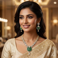 Lucentarts Jewellery Sparkling American Diamond Necklace Set for Women