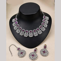 Lucentarts Jewellery Sparkling American Diamond Necklace Set for Women