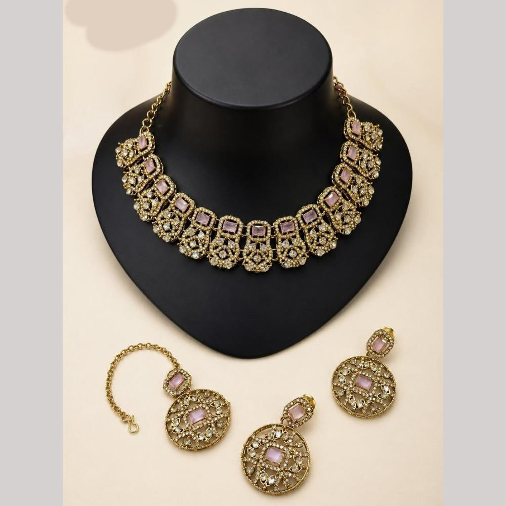 Lucentarts Jewellery Sparkling American Diamond Necklace Set for Women