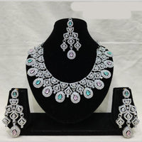 Lucentarts Jewellery Sparkling American Diamond Necklace Set for Women
