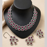 Lucentarts Jewellery Sparkling American Diamond Necklace Set for Women
