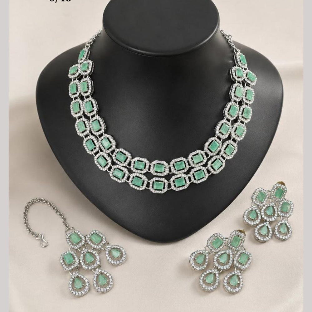 Lucentarts Jewellery Sparkling American Diamond Necklace Set for Women