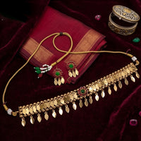 Lucentarts Jewellery Classic Pota Stone Gold Plated Coin Necklace Set