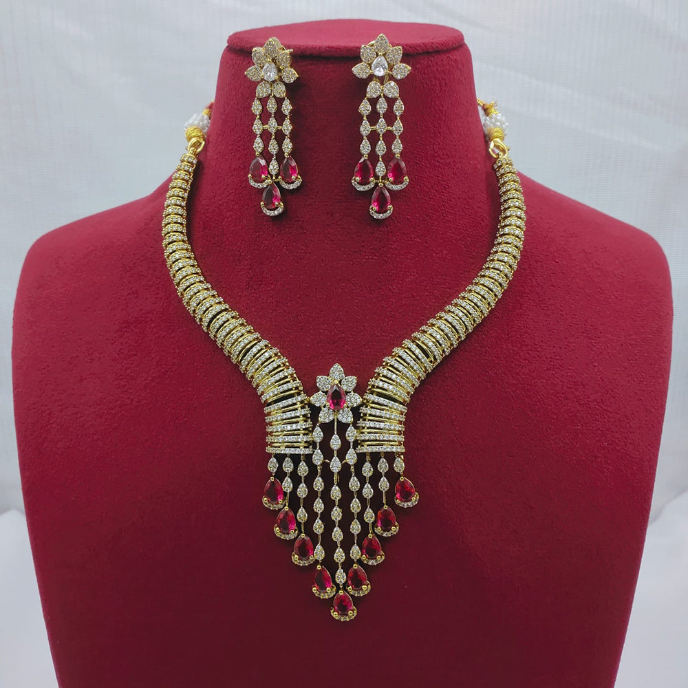 Lucentarts Jewellery Sparkling American Diamond Necklace Set for Women