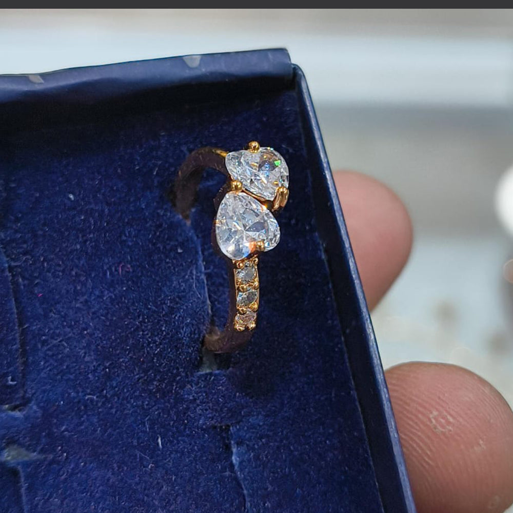 Lucentarts Jewellery Gold Plated Austrian Stone Heart Shape Ring